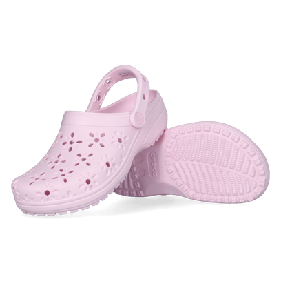 Classic Floral Cut Out Clogs Pink Milk