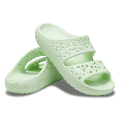 Classic Floral Cut Out Slippers Jade Tint