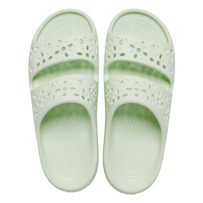 Classic Floral Cut Out Slippers Jade Tint