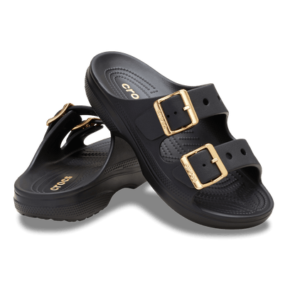 Saturday Metallic Buckle Sandal Dames Slippers Black