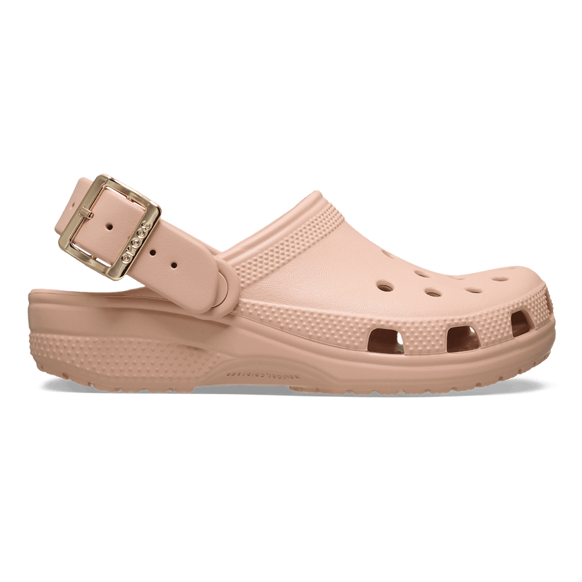 Classic Metallic Buckle Clogs Blush