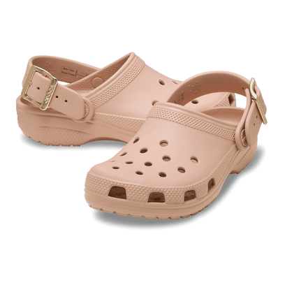 Classic Metallic Buckle Clogs Blush