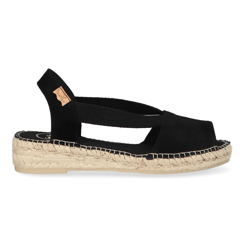 Ella Dames Espadrilles Suede Negre