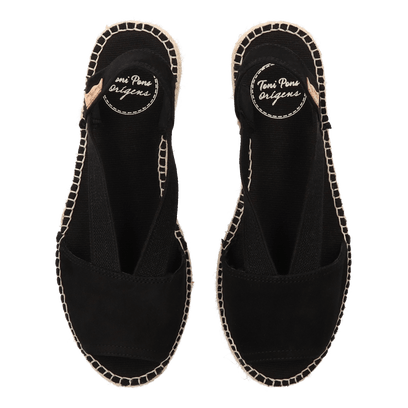 Ella Dames Espadrilles Suede Negre