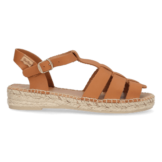 Emma Dames Espadrilles Leer Nougat