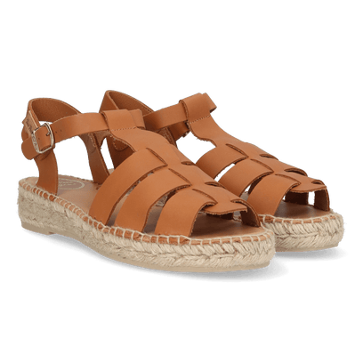 Emma Dames Espadrilles Leer Nougat