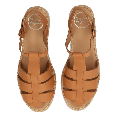 Emma Dames Espadrilles Leer Nougat