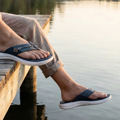 Finn Flip Braided Heren Teenslippers Navy