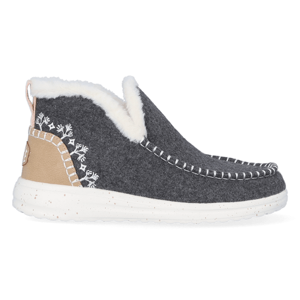 Denny Wool Faux Shearling Dames Instappers Grey