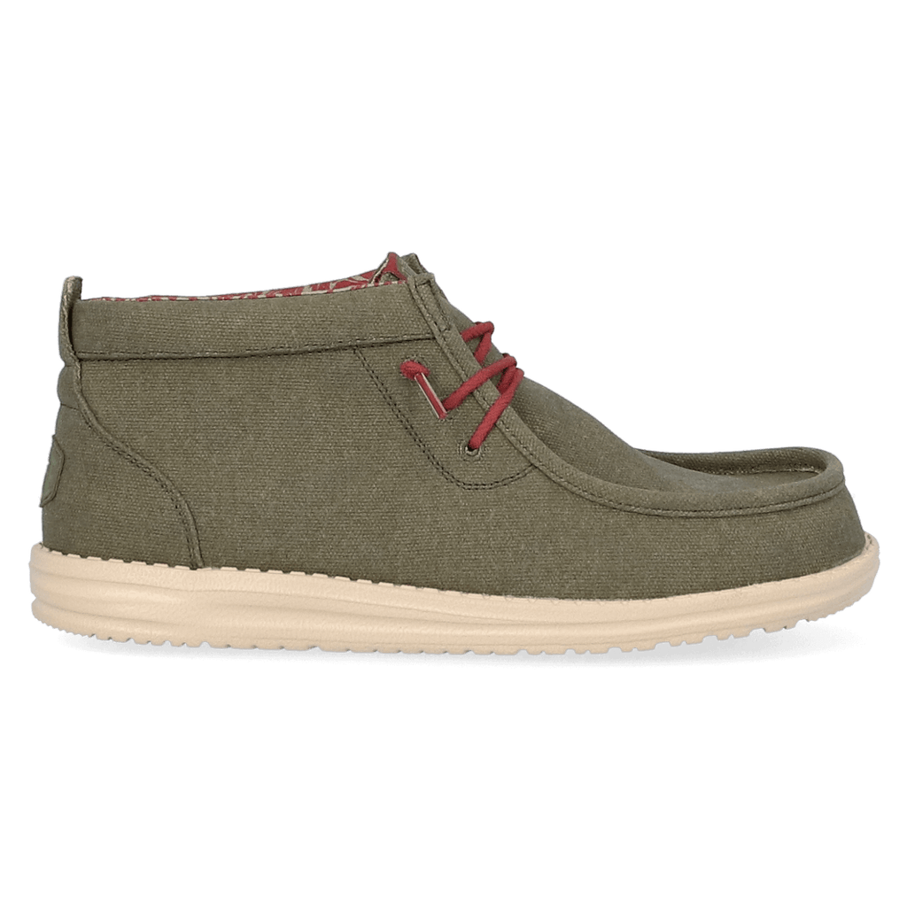 Wally Mid Waxed Canvas Heren Instappers Olive