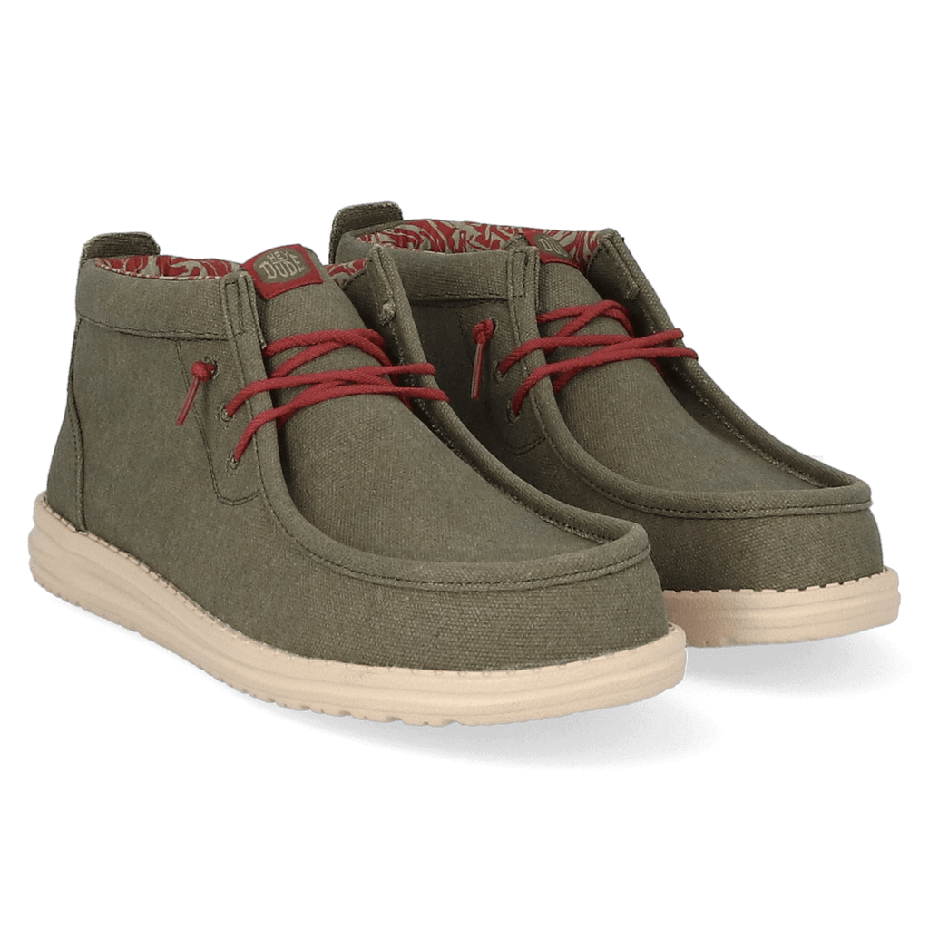 Wally Mid Waxed Canvas Heren Instappers Olive