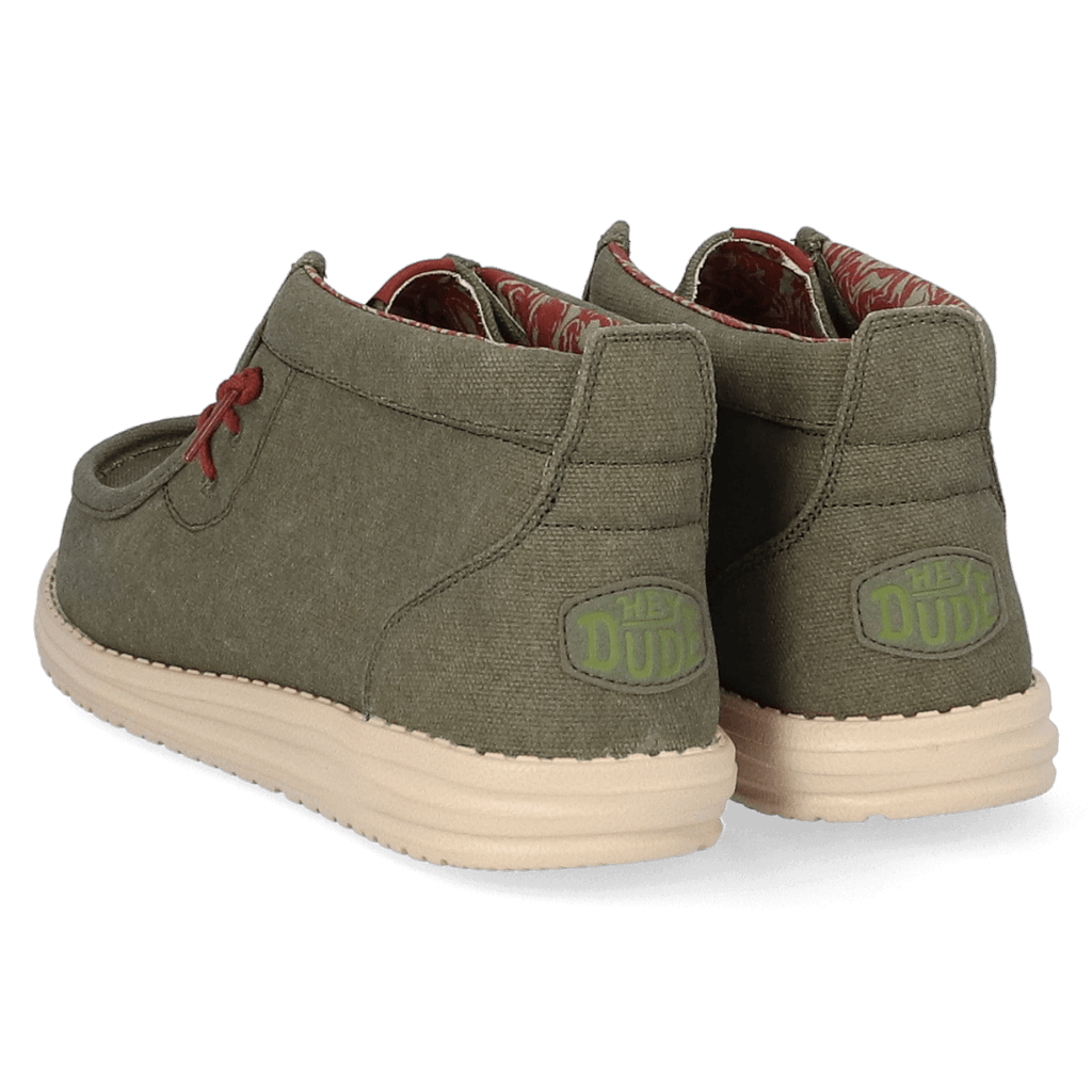 Wally Mid Waxed Canvas Heren Instappers Olive