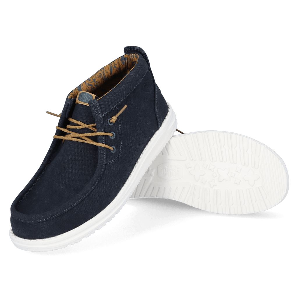 Wally Mid Waxed Canvas Heren Instappers Navy