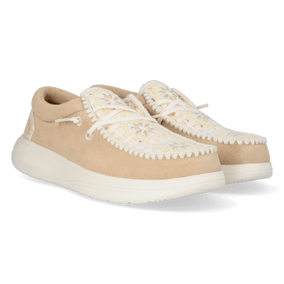 Wendy Comf Suede Crochet Dames Instappers Irish Cream/Multi