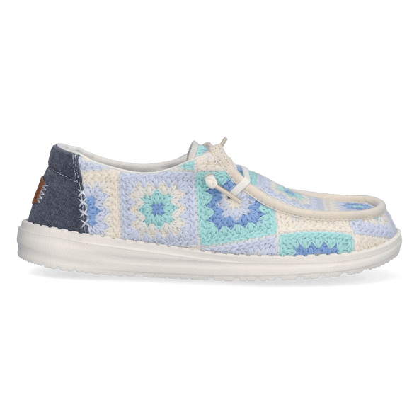Wendy Cottage Crochet Dames Instappers Bay Blue/Multi