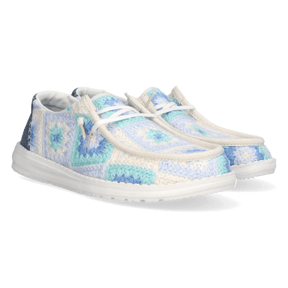 Wendy Cottage Crochet Dames Instappers Bay Blue/Multi