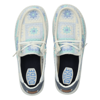 Wendy Cottage Crochet Dames Instappers Bay Blue/Multi
