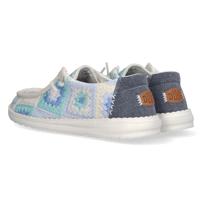 Wendy Cottage Crochet Dames Instappers Bay Blue/Multi