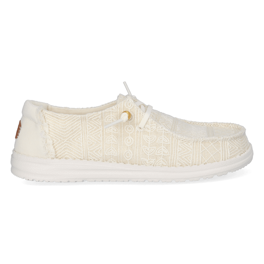 Wendy Crochet Lace Dames Instappers White/Gold