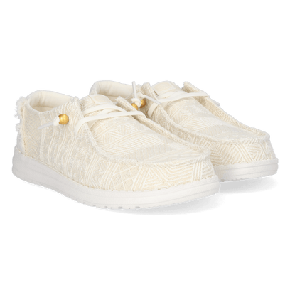 Wendy Crochet Lace Dames Instappers White/Gold