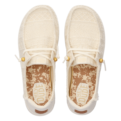 Wendy Crochet Lace Dames Instappers White/Gold