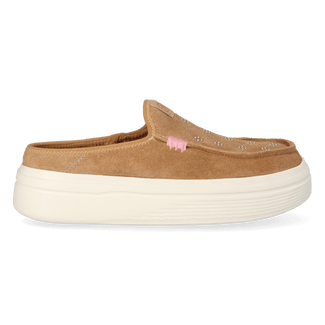 Austin Lift Suede Stud Dames Instappers Cognac