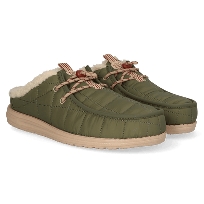 Wally Slip Camp Nylon Heren Instappers Burnt Olive/Sesame