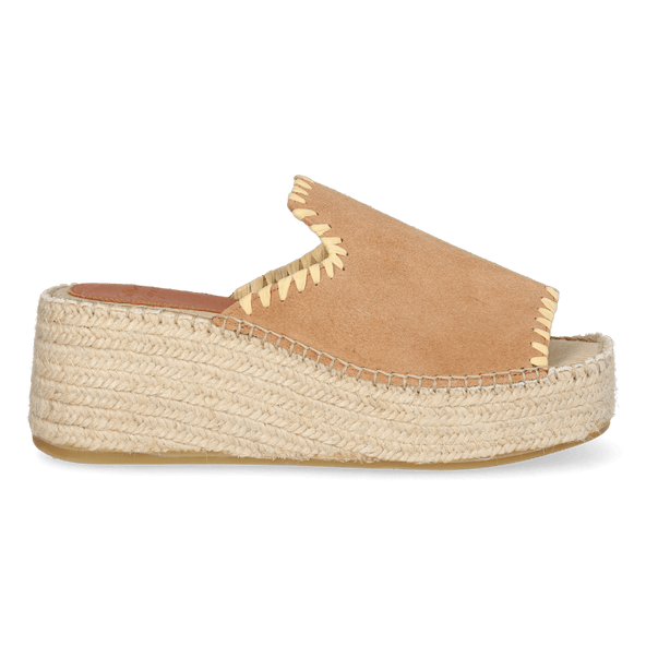 Ilenia-SD Dames Espadrilles Suede Camel