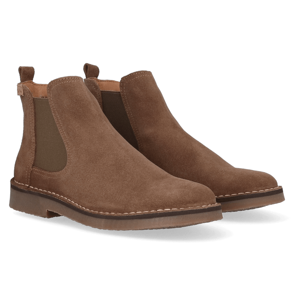 Isa-SY Dames Chelsea Boots Suede Taupe