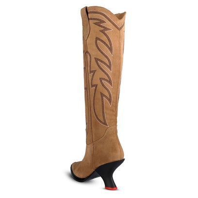 Leaning West Tall Boot Camel