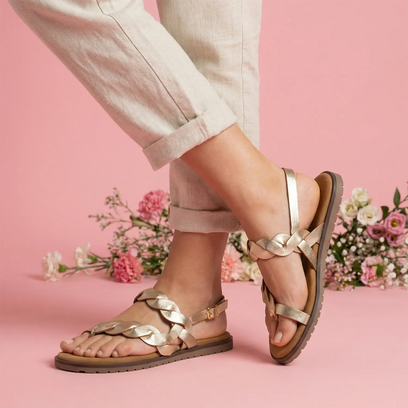 Jona Dames Sandalen Leer Gold