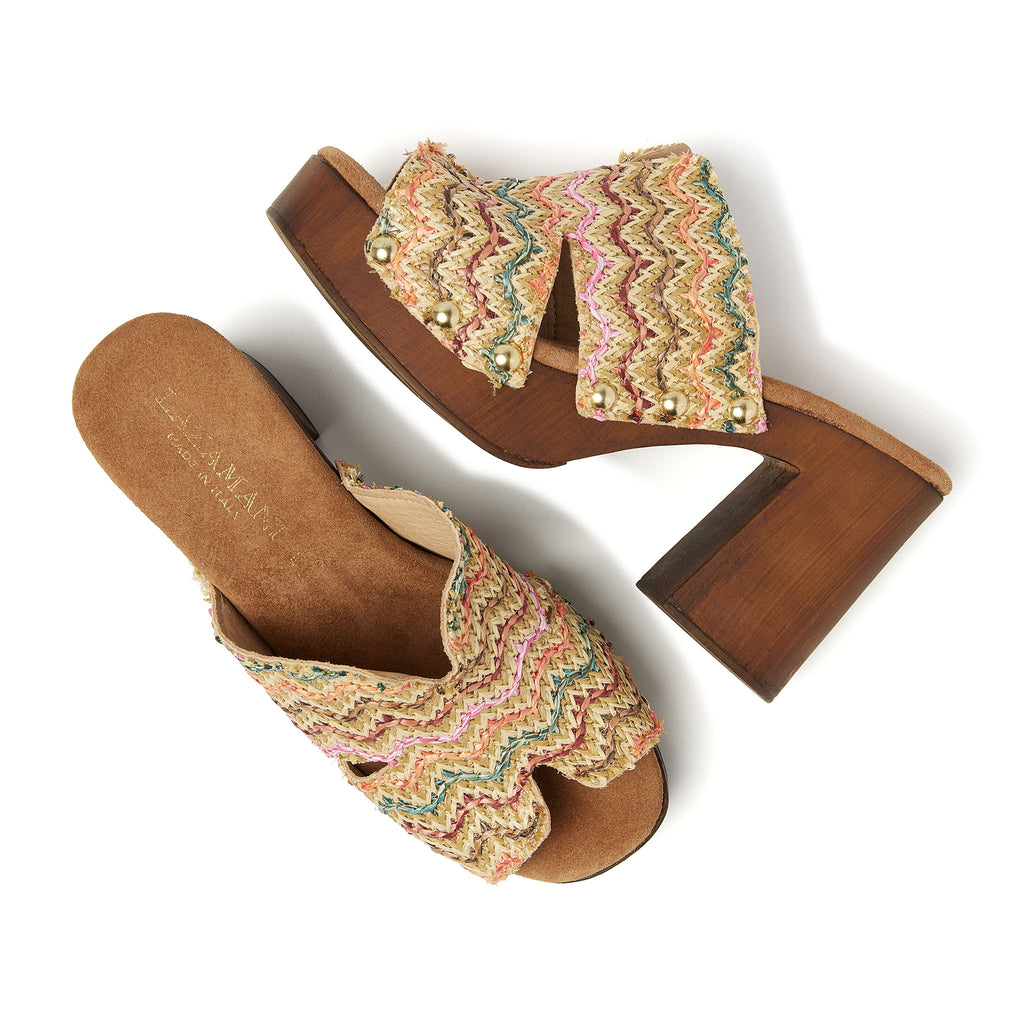 Elena Raffia Dames Clogs Multi