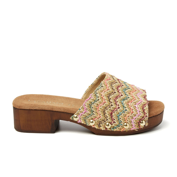 Bella Raffia Dames Clogs Multi