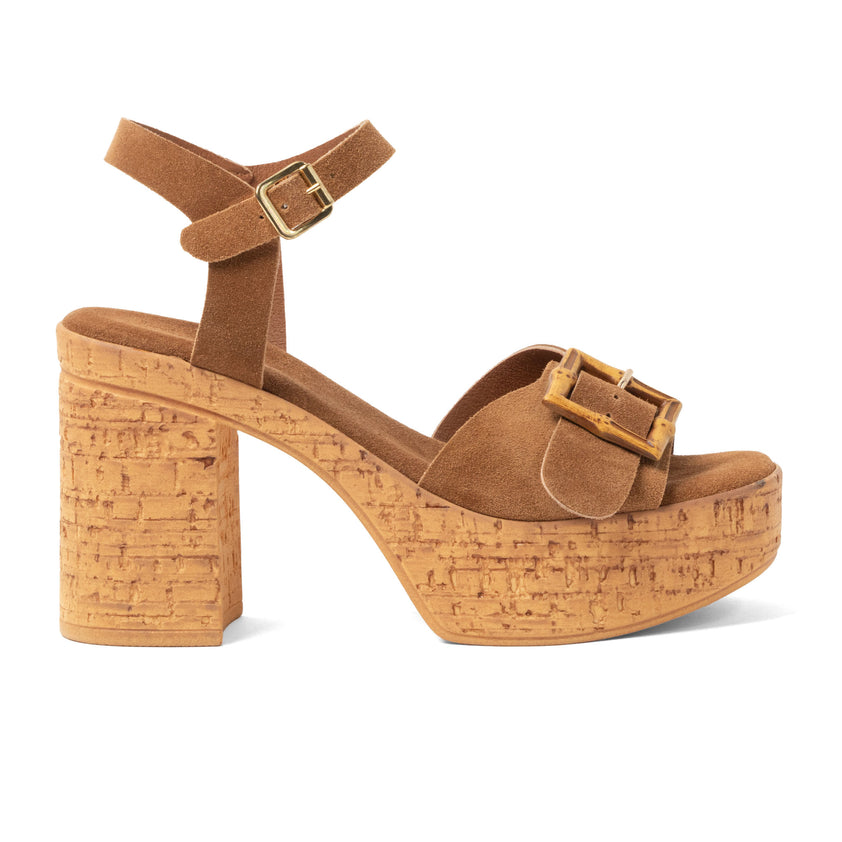 Abril Dames Sandalen Suede Cognac