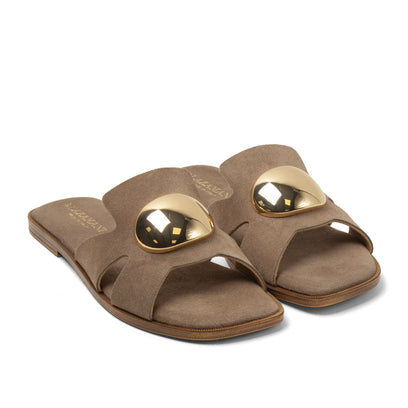 Zola Dames Slippers Suede Taupe