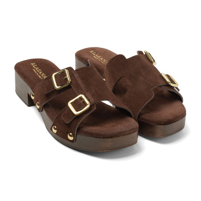 Aria Dames Clogs Suede Brown