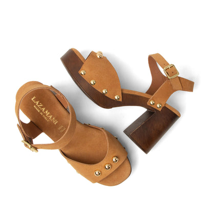 Luisa Dames Clogs Suede Cuoio