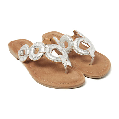 Juliet Leren Dames Slippers Silver