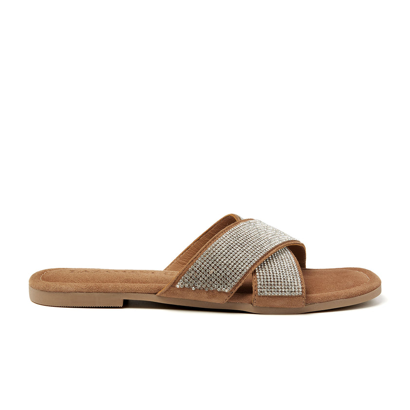 Lexi Leren Dames Slippers Silver