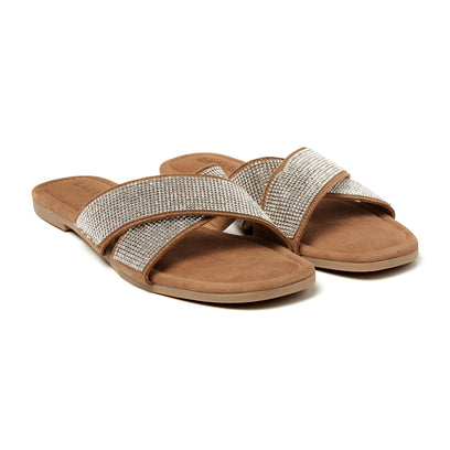 Lexi Leren Dames Slippers Silver