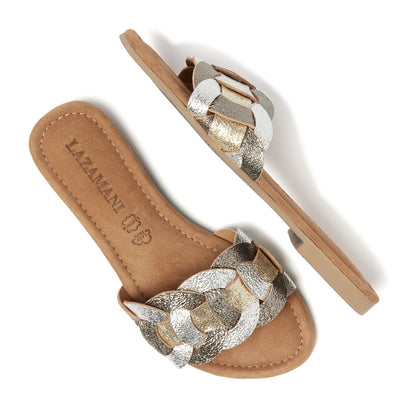 Mona Leren Dames Slippers Pewter