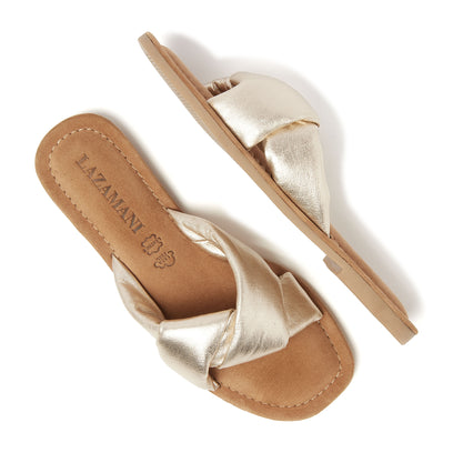 Kai Leren Dames Slippers Gold