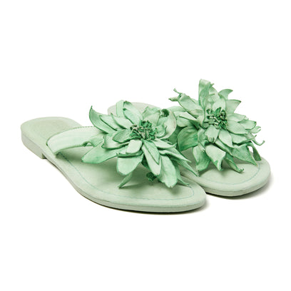 Daisy Leren Dames Slippers Green