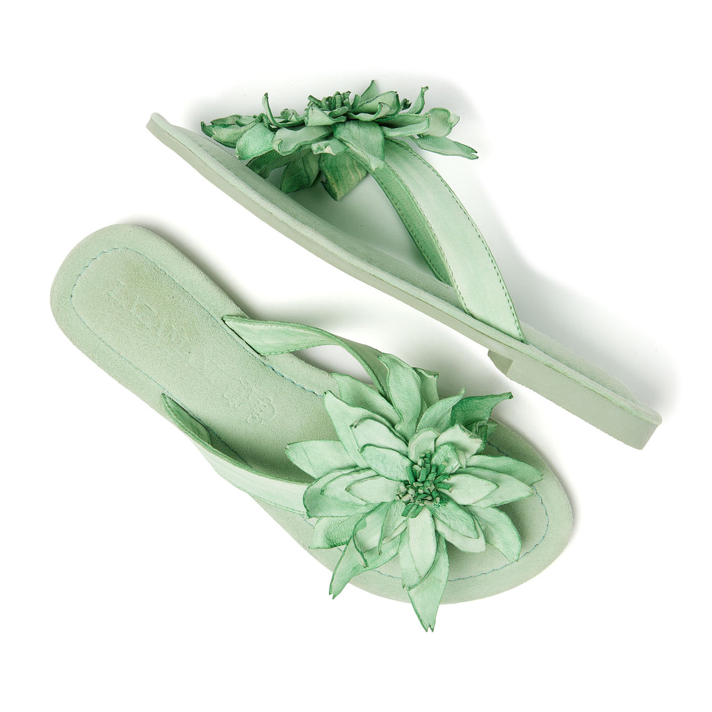 Daisy Leren Dames Slippers Green