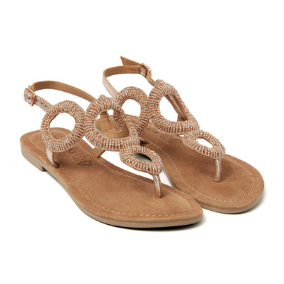 Gita Leren Dames Sandalen Peach