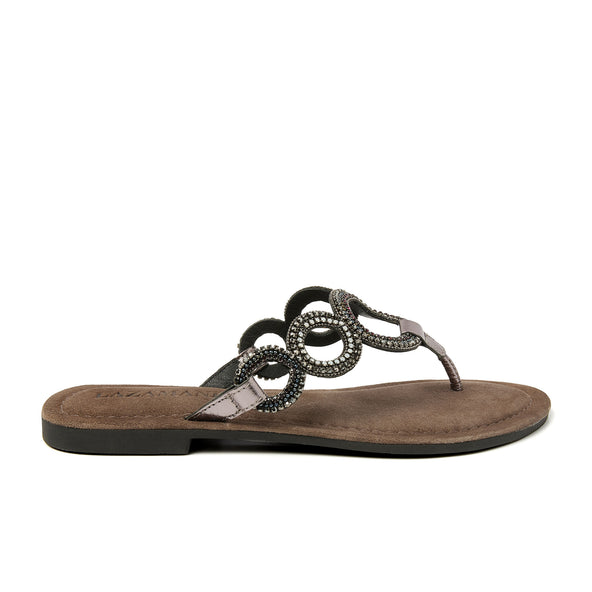 Arielle Leren Dames Slippers Pewter