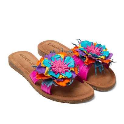 Zinnia Dames Slippers Leer Fuxia