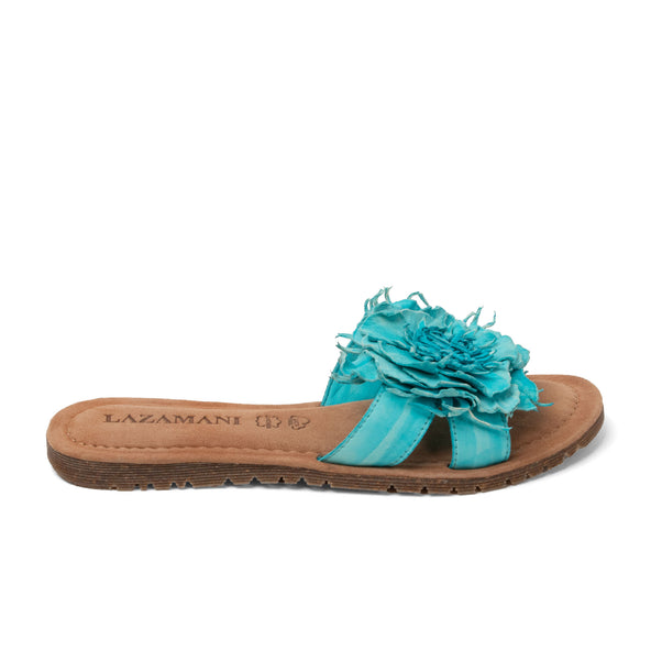 Zinnia Dames Slippers Leer Turquoise