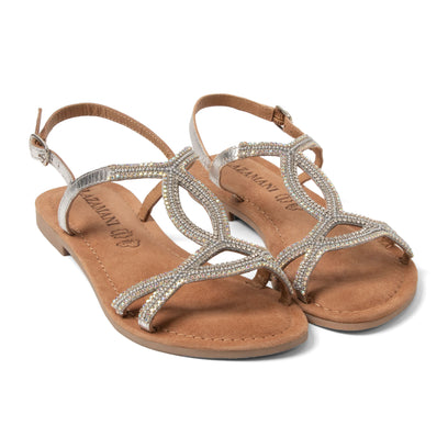 Malia Dames Sandalen Leer Silver