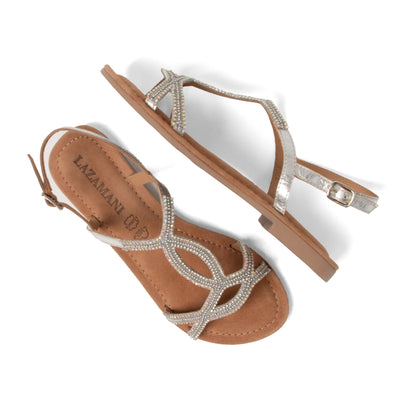 Malia Dames Sandalen Leer Silver